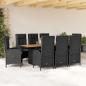 Preview: ARDEBO.de - 9-tlg. Garten-Essgruppe mit Kissen Schwarz Poly Rattan