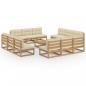 Preview: ARDEBO.de - 13-tlg. Garten-Lounge-Set mit Kissen Kiefer Massivholz