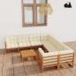 Preview: ARDEBO.de - 9-tlg Garten-Lounge-Set mit Kissen Honigbraun Massivholz Kiefer