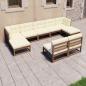 Preview: ARDEBO.de - 9-tlg Garten-Lounge-Set mit Kissen Honigbraun Massivholz Kiefer