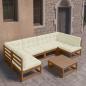 Preview: ARDEBO.de - 7-tlg Garten-Lounge-Set mit Kissen Honigbraun Massivholz Kiefer