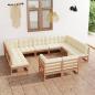 Preview: ARDEBO.de - 11-tlg. Garten-Lounge-Set mit Kissen Honigbraun Massivholz