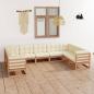 Preview: ARDEBO.de - 9-tlg Garten-Lounge-Set mit Kissen Honigbraun Massivholz Kiefer