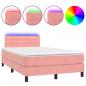 Preview: Boxspringbett mit Matratze & LED Rosa 120x200 cm Samt