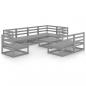 Preview: ARDEBO.de - 9-tlg. Garten-Lounge-Set Grau Massivholz Kiefer