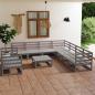 Preview: ARDEBO.de - 10-tlg. Garten-Lounge-Set Grau Kiefer Massivholz