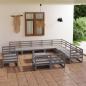 Preview: ARDEBO.de - 13-tlg. Garten-Lounge-Set Grau Kiefer Massivholz