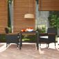 Preview: ARDEBO.de - 3-tlg. Garten-Essgruppe mit Kissen Poly Rattan Schwarz