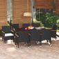 Preview: ARDEBO.de - 9-tlg. Garten-Essgruppe mit Kissen Poly Rattan Schwarz