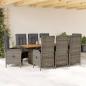 Preview: ARDEBO.de - 9-tlg. Garten-Essgruppe mit Kissen Grau Poly Rattan