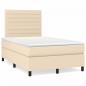 Preview: ARDEBO.de - Boxspringbett mit Matratze & LED Creme 120x190 cm Stoff