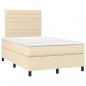 Preview: Boxspringbett mit Matratze & LED Creme 120x190 cm Stoff