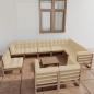 Preview: ARDEBO.de - 11-tlg. Garten-Lounge-Set mit Kissen Honigbraun Massivholz