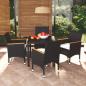 Preview: ARDEBO.de - 5-tlg. Garten-Essgruppe mit Kissen Poly Rattan Schwarz