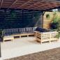 Preview: ARDEBO.de - 10-tlg. Garten-Lounge-Set mit Grauen Kissen Kiefernholz