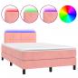 Preview: Boxspringbett mit Matratze & LED Rosa 120x190 cm Samt