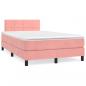 Preview: Boxspringbett mit Matratze & LED Rosa 120x190 cm Samt