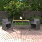 Preview: ARDEBO.de - 3-tlg. Garten-Essgruppe mit Kissen Poly Rattan Grau