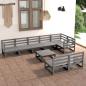 Preview: ARDEBO.de - 9-tlg. Garten-Lounge-Set Grau Massivholz Kiefer