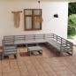 Preview: ARDEBO.de - 11-tlg. Garten-Lounge-Set Grau Kiefer Massivholz