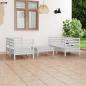 Preview: ARDEBO.de - 5-tlg. Garten-Lounge-Set Weiß Kiefer Massivholz