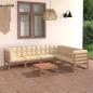 Preview: ARDEBO.de - 7-tlg Garten-Lounge-Set mit Kissen Honigbraun Massivholz Kiefer