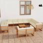 Preview: ARDEBO.de - 13-tlg. Garten-Lounge-Set mit Kissen Honigbraun Massivholz