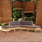 Preview: ARDEBO.de - 5-tlg. Garten-Lounge-Set mit Grauen Kissen Kiefernholz