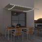 Preview: ARDEBO.de - Markise Manuell Einziehbar mit LED 400x300 cm Creme