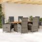 Preview: ARDEBO.de - 7-tlg. Garten-Essgruppe mit Kissen Grau Poly Rattan