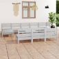 Preview: ARDEBO.de - 11-tlg. Garten-Lounge-Set Weiß Massivholz Kiefer