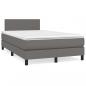 Preview: ARDEBO.de - Boxspringbett mit Matratze & LED Grau 120x190 cm Kunstleder