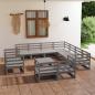 Preview: ARDEBO.de - 12-tlg. Garten-Lounge-Set Grau Kiefer Massivholz