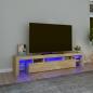 Preview: ARDEBO.de - TV-Schrank mit LED-Leuchten Sonoma-Eiche 200x36,5x40 cm