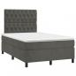 Preview: ARDEBO.de - Boxspringbett mit Matratze Dunkelgrau 120x190 cm Samt