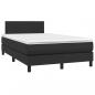 Preview: Boxspringbett mit Matratze & LED Schwarz 120x190 cm Kunstleder