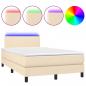 Preview: Boxspringbett mit Matratze & LED Creme 120x190 cm Stoff