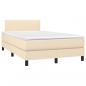 Preview: Boxspringbett mit Matratze & LED Creme 120x190 cm Stoff