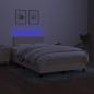 Preview: Boxspringbett mit Matratze & LED Creme 120x190 cm Stoff