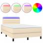 Preview: ARDEBO.de - Boxspringbett mit Matratze & LED Creme 120x190 cm Stoff