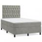 Preview: ARDEBO.de - Boxspringbett mit Matratze Hellgrau 120x190 cm Samt