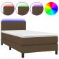 Preview: Boxspringbett mit Matratze & LED Dunkelbraun 80x200 cm Stoff