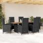 Preview: ARDEBO.de - 7-tlg. Garten-Essgruppe mit Kissen Schwarz Poly Rattan