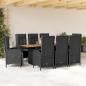 Preview: ARDEBO.de - 9-tlg. Garten-Essgruppe mit Kissen Schwarz Poly Rattan