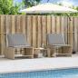 Preview: Sonnenliegen 2 Stk. mit Tisch Beige Poly Rattan