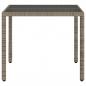 Preview: Gartentisch mit Glasplatte Grau 90x90x75 cm Poly Rattan