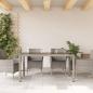 Preview: Gartentisch mit Glasplatte Grau 150x90x75 cm Poly Rattan