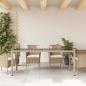 Preview: Gartentisch mit Glasplatte Beige 190x90x75 cm Poly Rattan