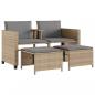 Preview: ARDEBO.de - Gartensofa 2-Sitzer mit Tisch und Hockern Beige Poly Rattan