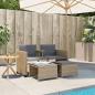 Preview: Gartensofa 2-Sitzer mit Tisch und Hockern Beige Poly Rattan